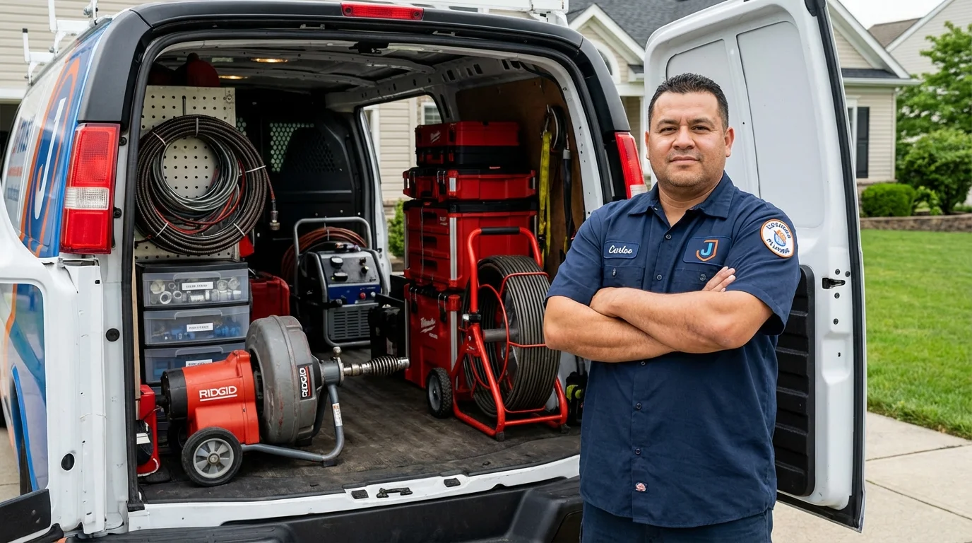 Professional drain cleaning equipment and Johns Plumbing LLC plumber in Wilmette